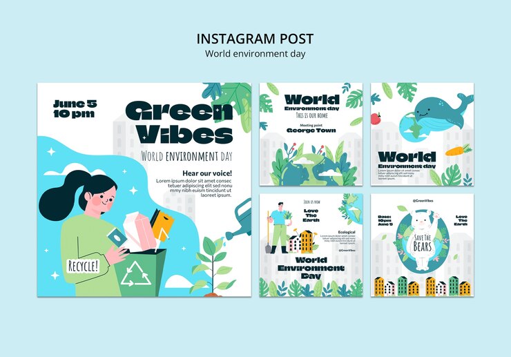 Free PSD instagram posts collection for world environment day celebration