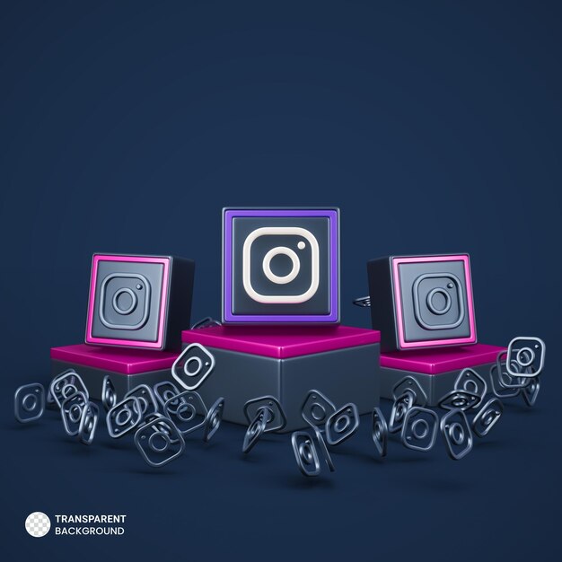 Знак Instagram на подиуме с синим фоном