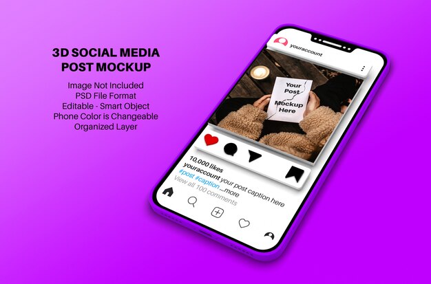 Download 3d style mockup for instagram social media post | Premium PSD File