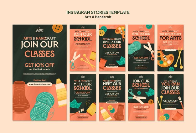 instagram stories collection for arts and crafts classes