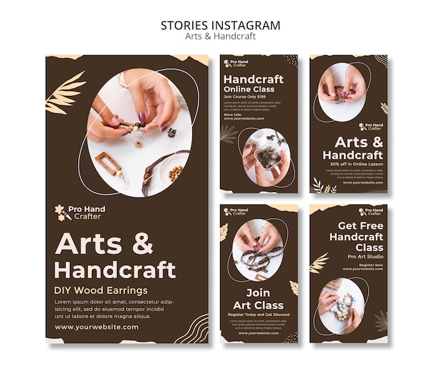 Free PSD instagram stories collection for arts and handcraft