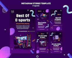 PSD gratuito raccolta di storie su instagram per il meglio degli e-sport