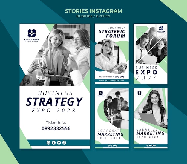 PSD gratuito raccolta di storie di instagram per eventi aziendali