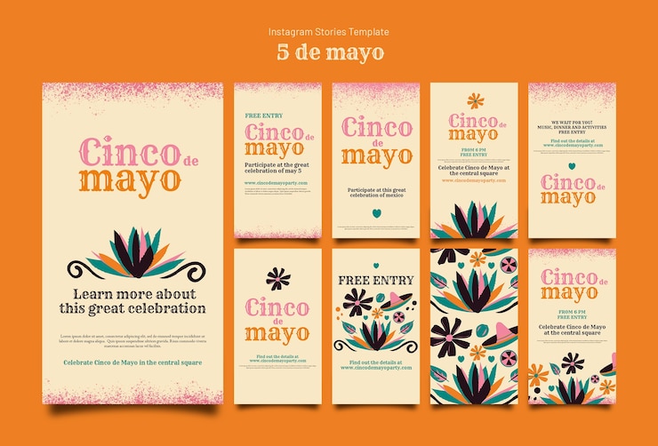 Free PSD instagram stories collection for cinco de mayo celebration