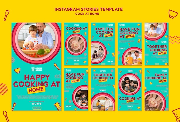 Free PSD instagram stories collection for cooking at home