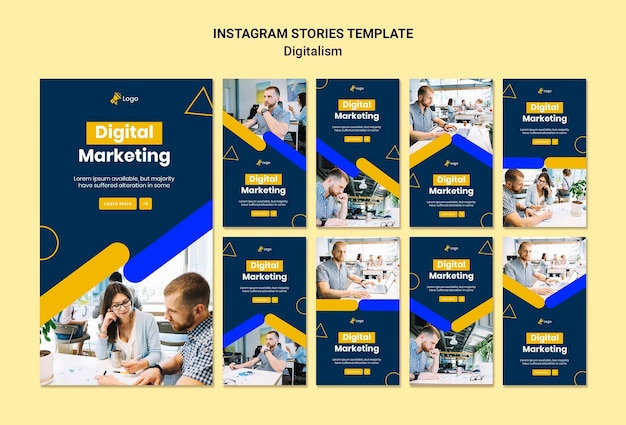 PSD gratuito raccolta di storie di instagram per il marketing digitale