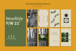 Бесплатный PSD Сборник историй из инстаграм для осенних приключений в лесу