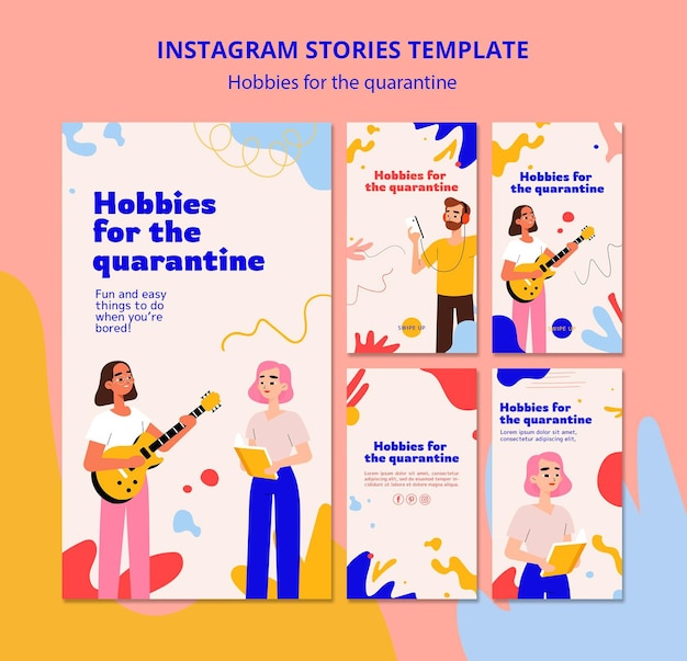 無料PSD 検疫中の趣味のinstagramストーリーコレクション
