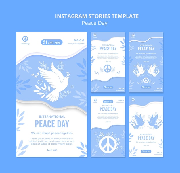 無料PSD 平和の日のためのinstagramストーリーコレクション