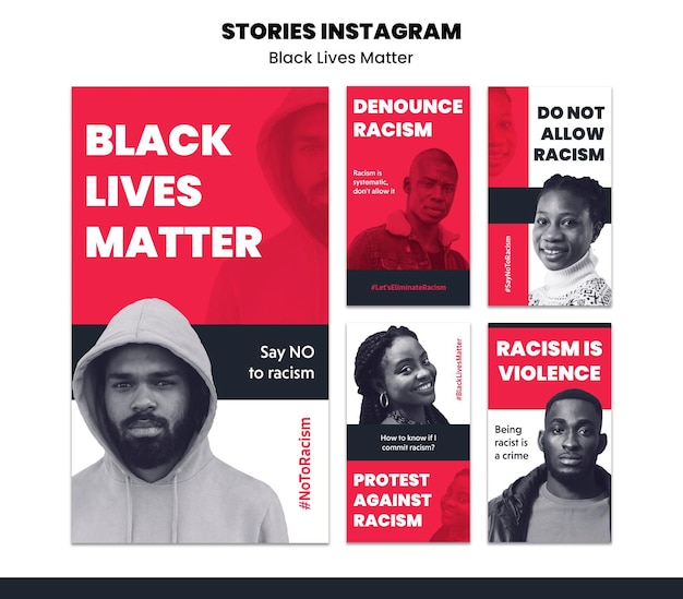 무료 PSD 인종 차별과 폭력을위한 instagram 이야기 모음