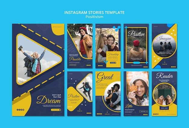 無料PSD ポジティブな滞在のためのinstagramストーリーコレクション