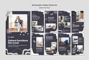 PSD gratuito raccolta di storie instagram per mobili di interior design