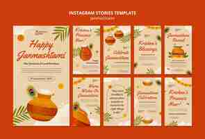 Free PSD instagram stories collection for janmashtami celebration