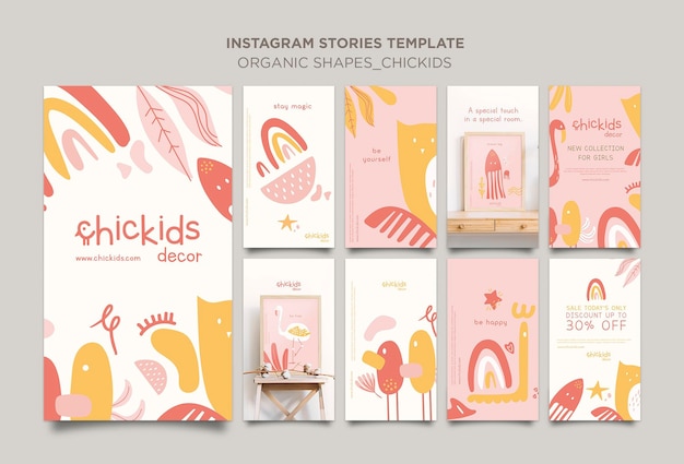 Free PSD instagram stories collection for kids interior decor store