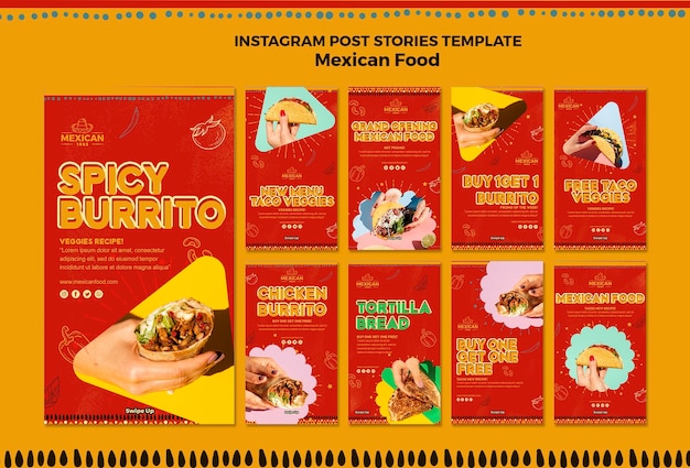 Instagram stories collection for mexican food restaurant