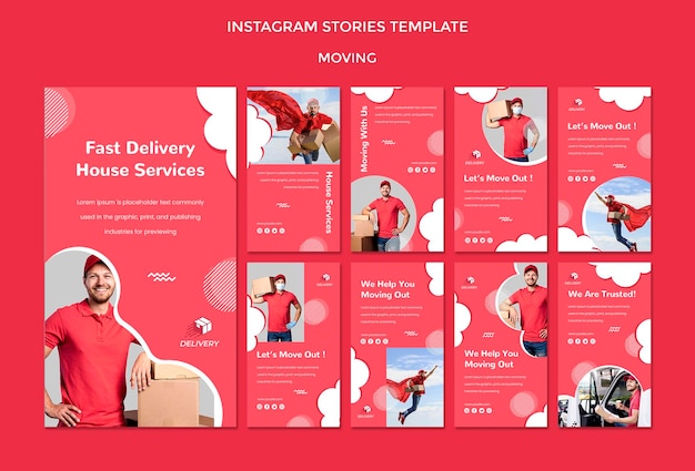 Free PSD instagram stories collection for moving company