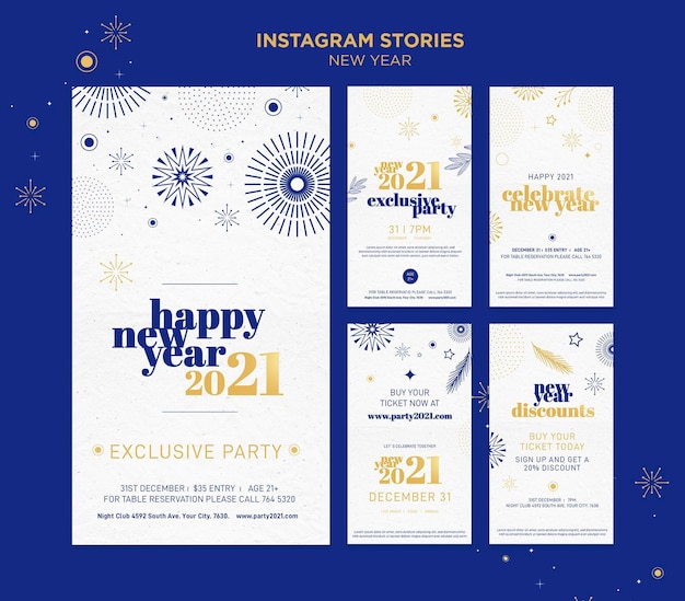 Instagram stories collection for new years party celebration