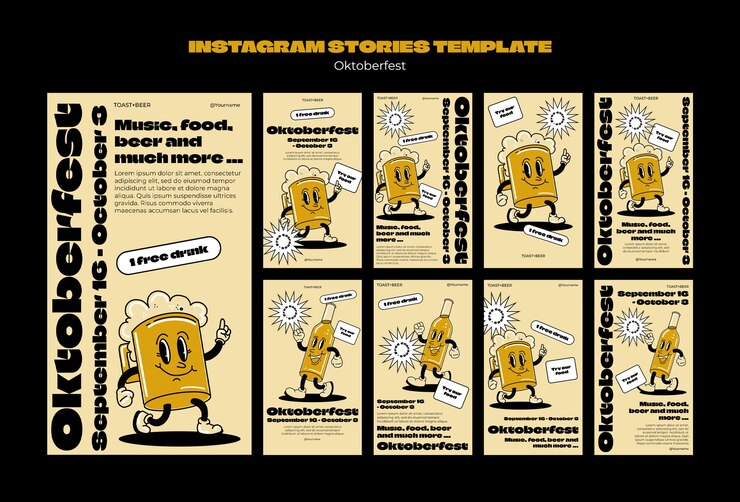 Free PSD instagram stories collection for oktoberfest beer festival celebration