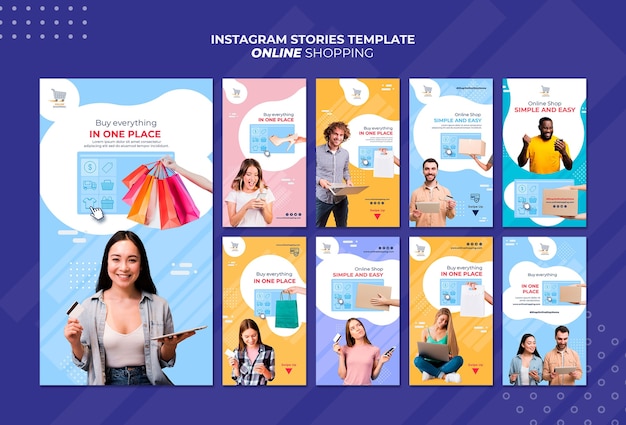 PSD gratuito raccolta di storie di instagram per lo shopping online