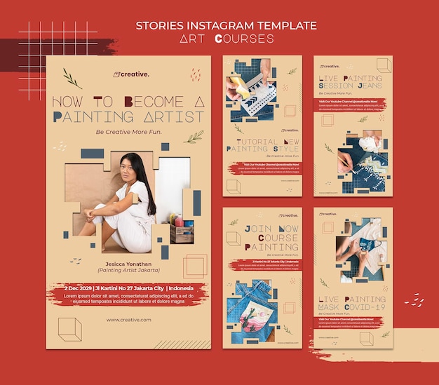 Instagram stories collection for painting classes