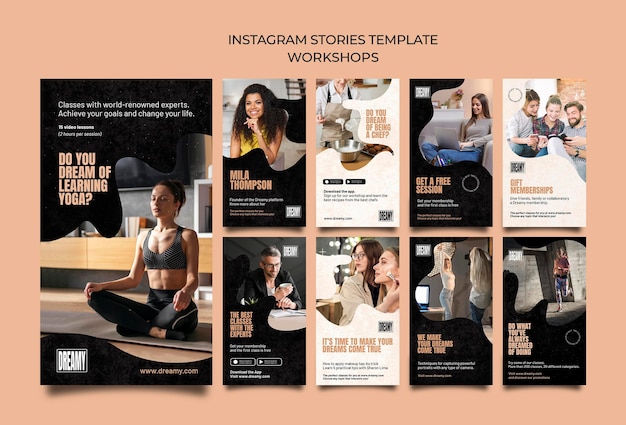 Free PSD instagram stories collection for profession workshops and classes