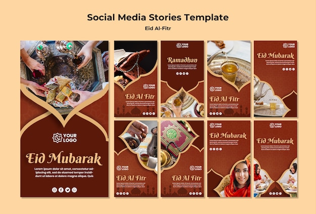 PSD gratuito raccolta di storie di instagram per ramadhan kareem