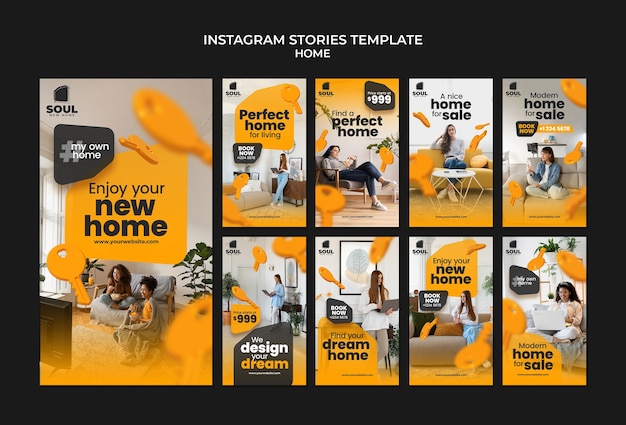 Free PSD instagram stories collection for real estate new home