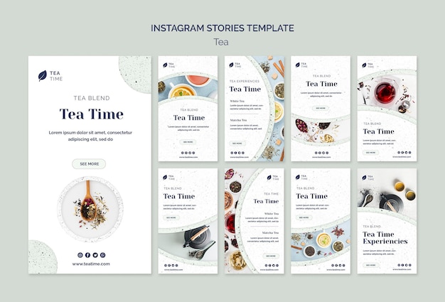 Free PSD instagram stories collection for tea time