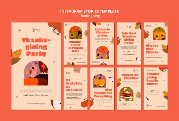 Free PSD instagram stories collection for thanksgiving celebration