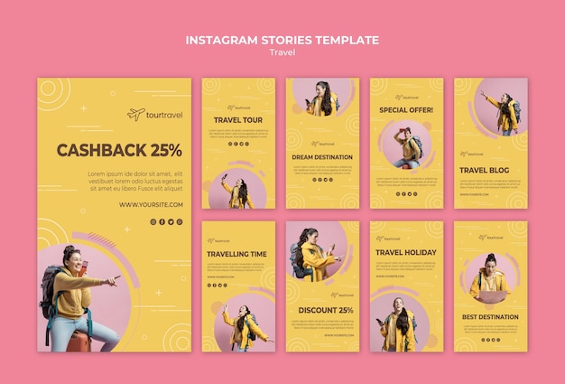 Free PSD instagram stories collection for traveling