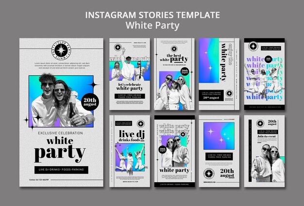 ホワイトパーティーのためのInstagramストーリーコレクション