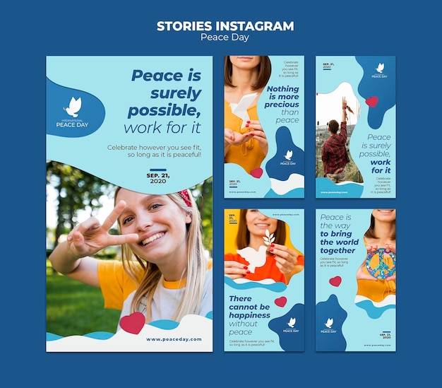 Raccolta di storie di Instagram per la giornata mondiale della pace