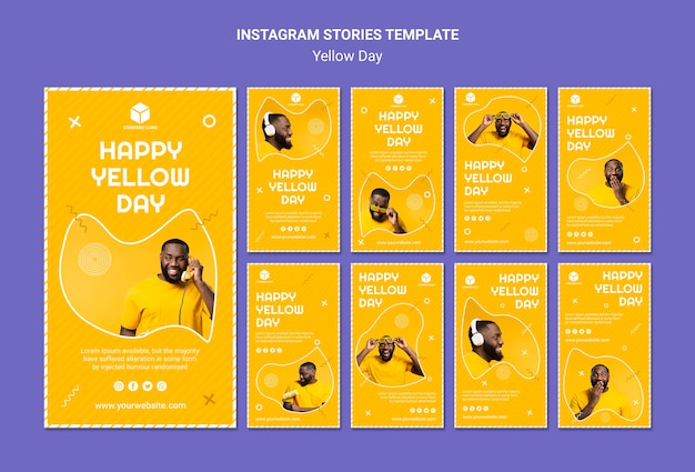 Raccolta di storie di instagram per il giorno giallo