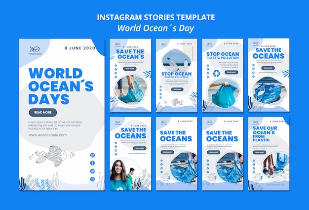 PSD gratuito storie di instagram ocean day