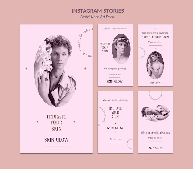 Instagram stories pastel neo art design template