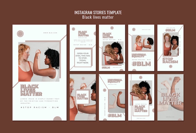 Free PSD instagram stories set with black lives matter