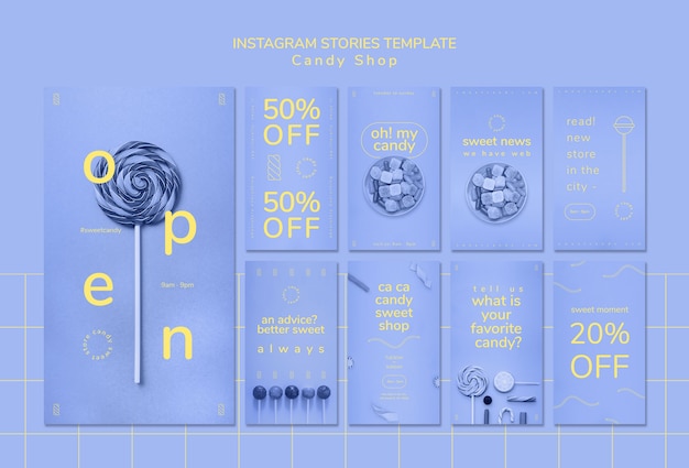 Free PSD instagram stories template for candy shop