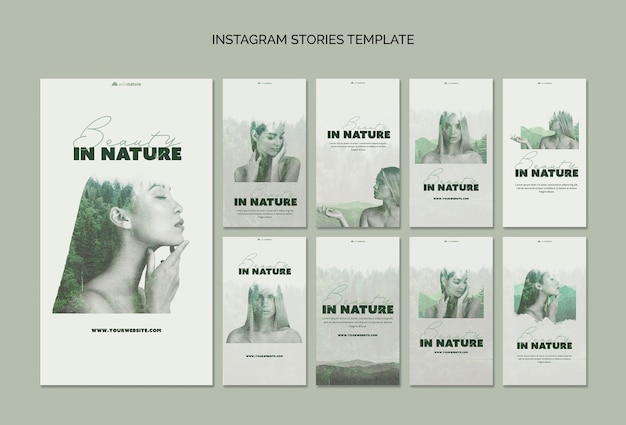 PSD gratuito concetto del modello di storie di instagram con la natura selvaggia