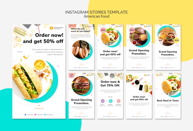 Бесплатный PSD instagram история шаблонов еды