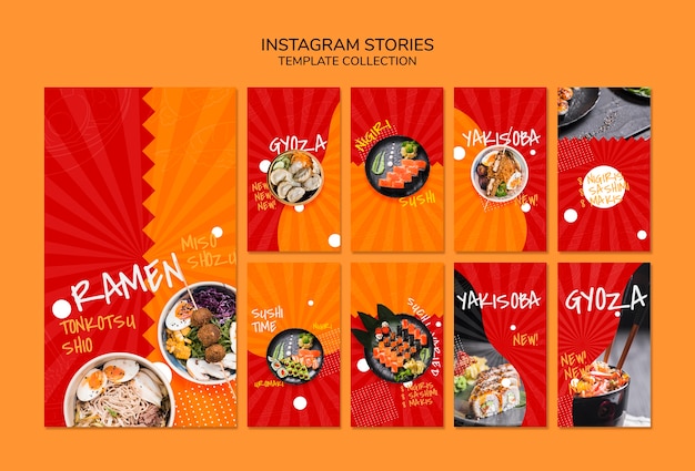 아시아 일식 레스토랑 o Sushibar를위한 Instagram 이야기 템플릿