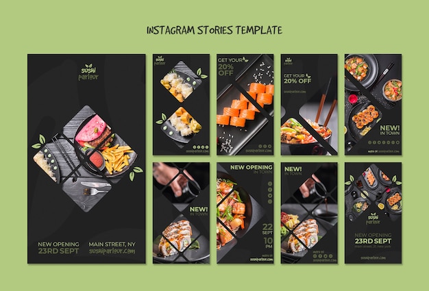日本食レストランのinstagramストーリーテンプレート 無料 Psd