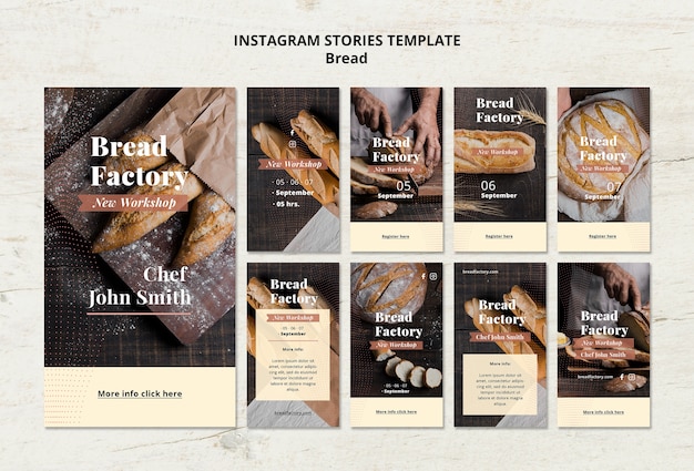 Modello di storie di instagram con pane