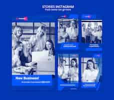 PSD gratuito modello di storie di instagram con donna d'affari