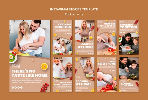 Free PSD instagram stories template with cooking