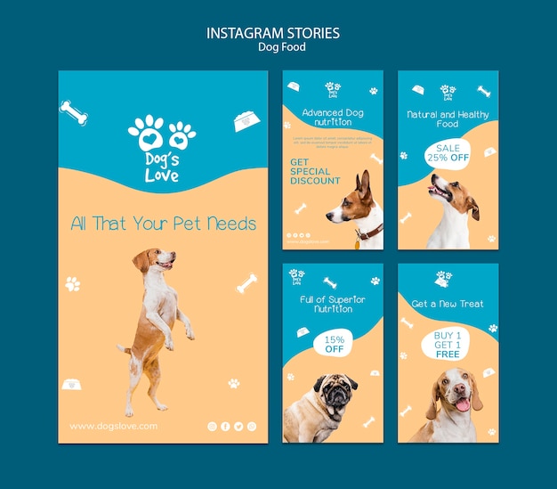 Шаблон истории Instagram с кормом для собак