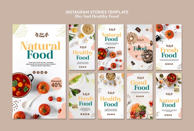 Instagram stories template with healthy food