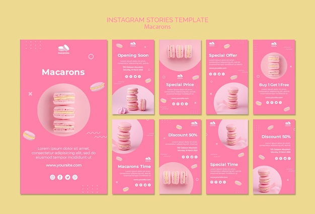 Modello di storie di Instagram con macarons