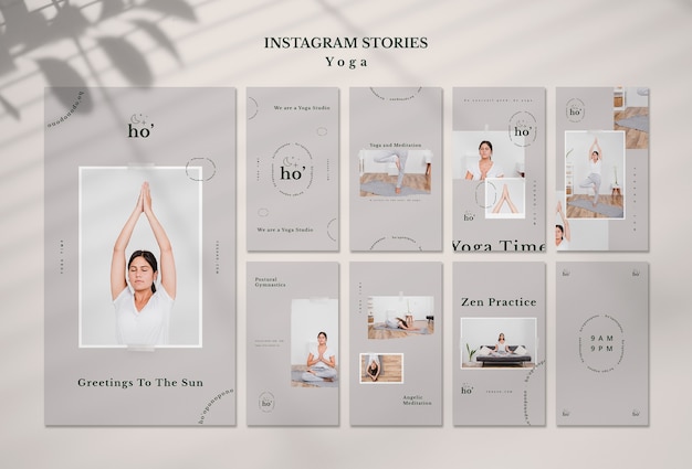 Modello di storie di instagram con yoga