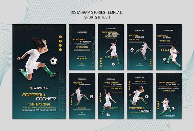 Free PSD instagram stories theme with sport and tech