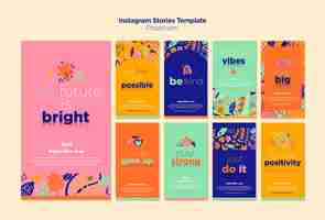 PSD gratuito storie di instagram con il concetto di positivismo